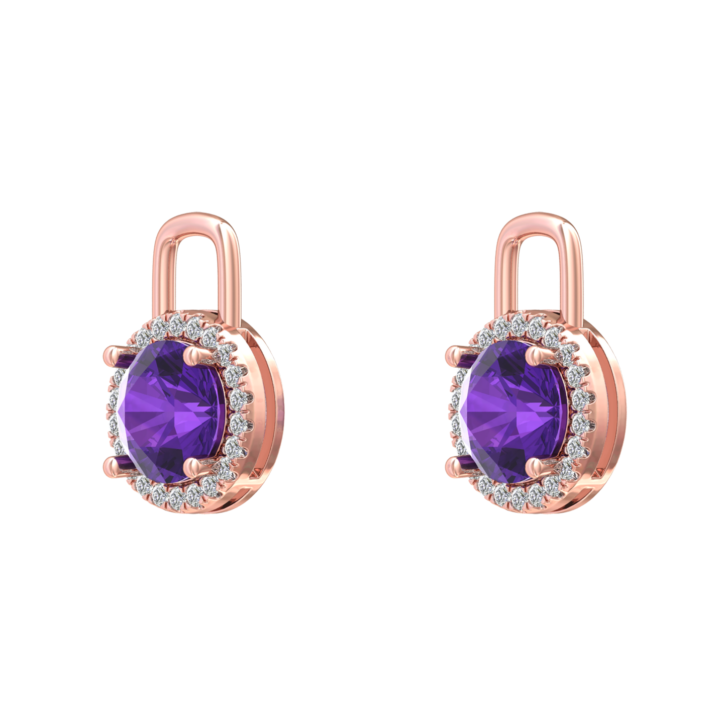 Nova diamond set earring attachments set with a round Amethyst Gardiner Brothers