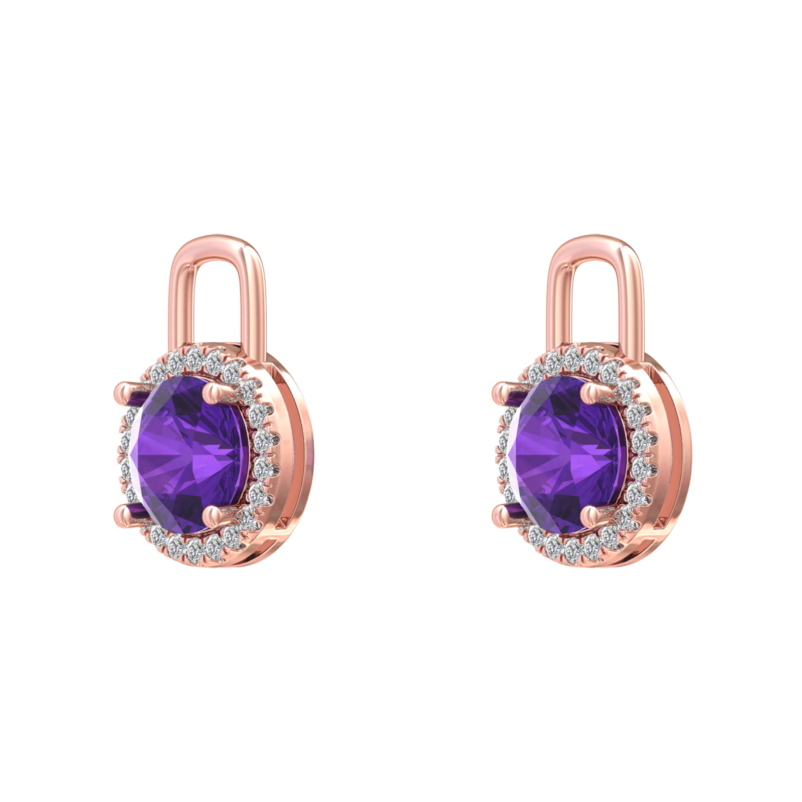 Nova diamond set earring attachments set with a round Amethyst Gardiner Brothers