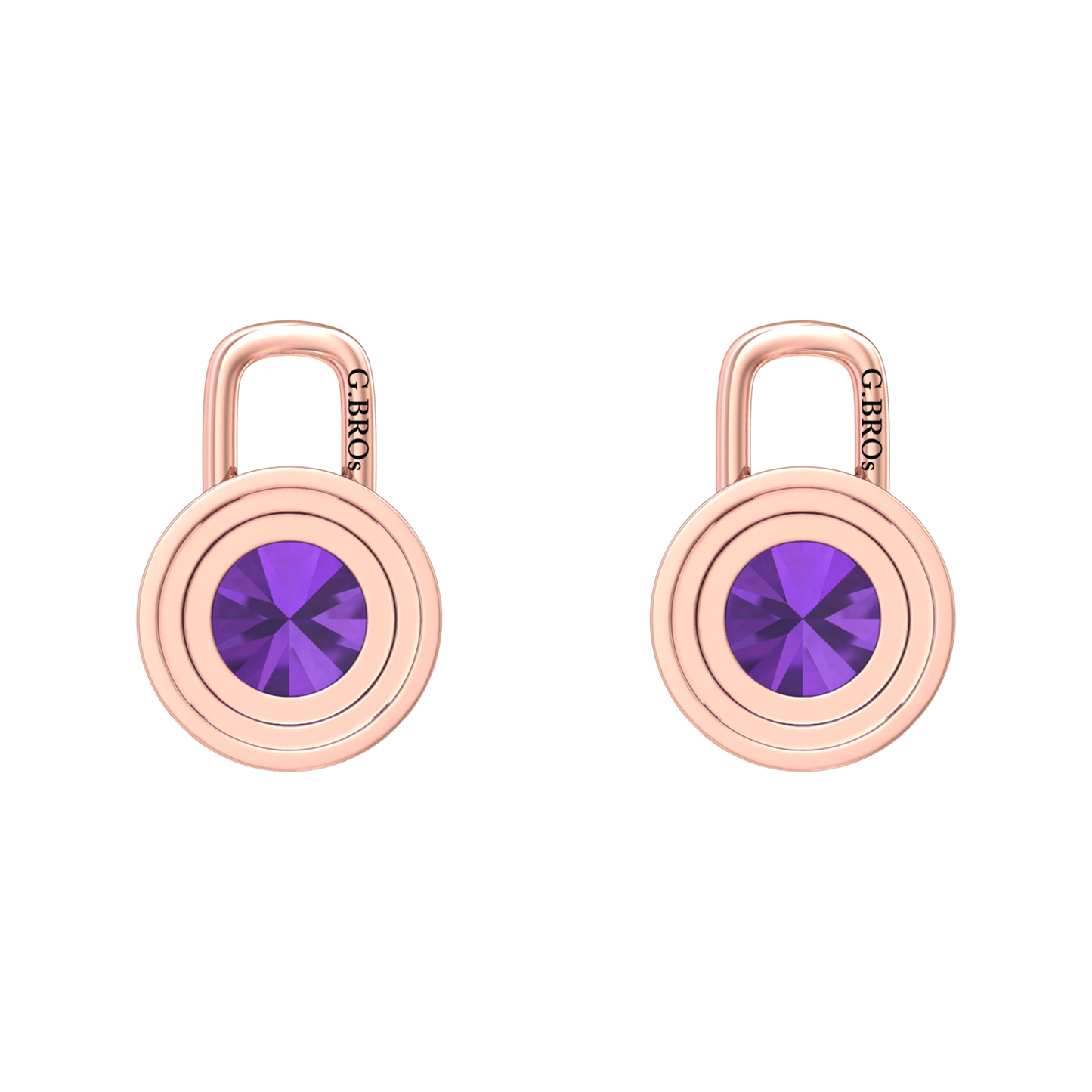 Nova diamond set earring attachments set with a round Amethyst Gardiner Brothers