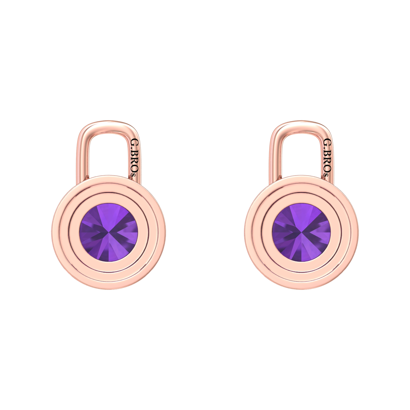 Nova diamond set earring attachments set with a round Amethyst Gardiner Brothers