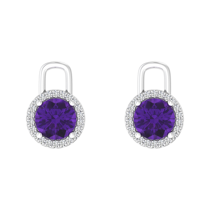 Nova diamond set earring attachments set with a round Amethyst Gardiner Brothers White Gold