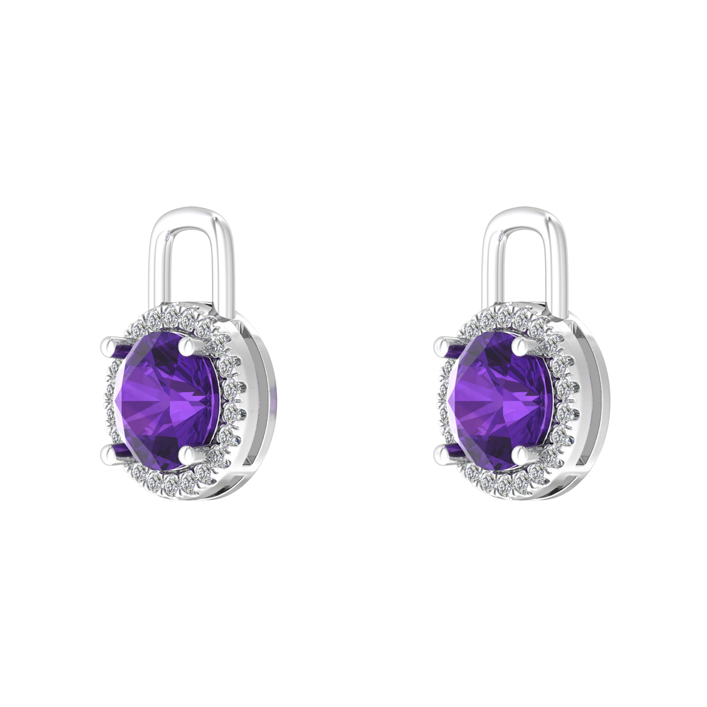 Nova diamond set earring attachments set with a round Amethyst Gardiner Brothers