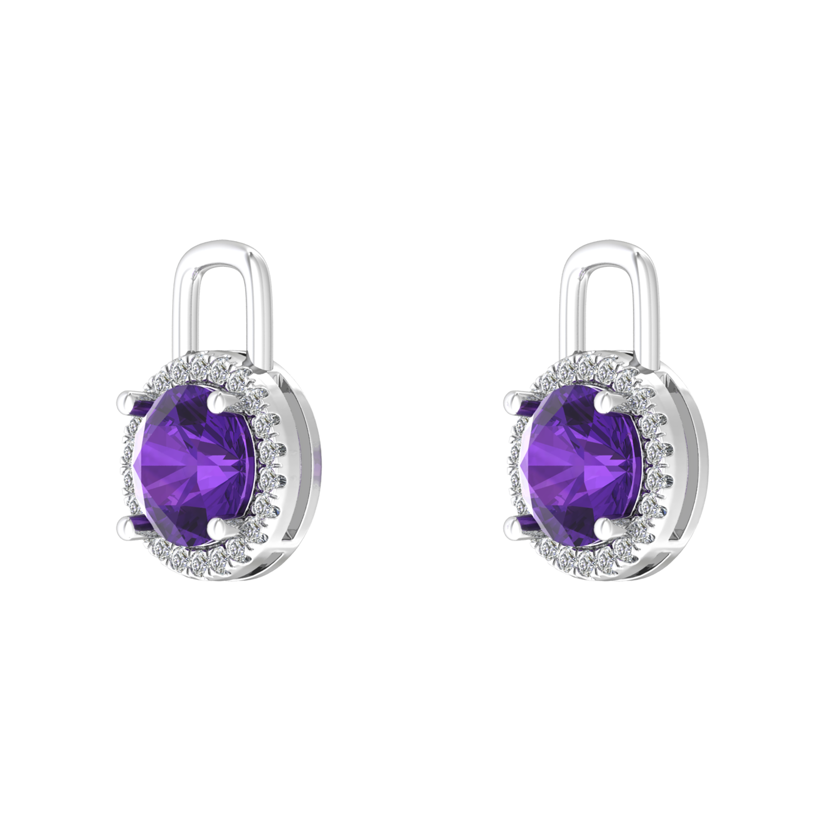 Nova diamond set earring attachments set with a round Amethyst Gardiner Brothers