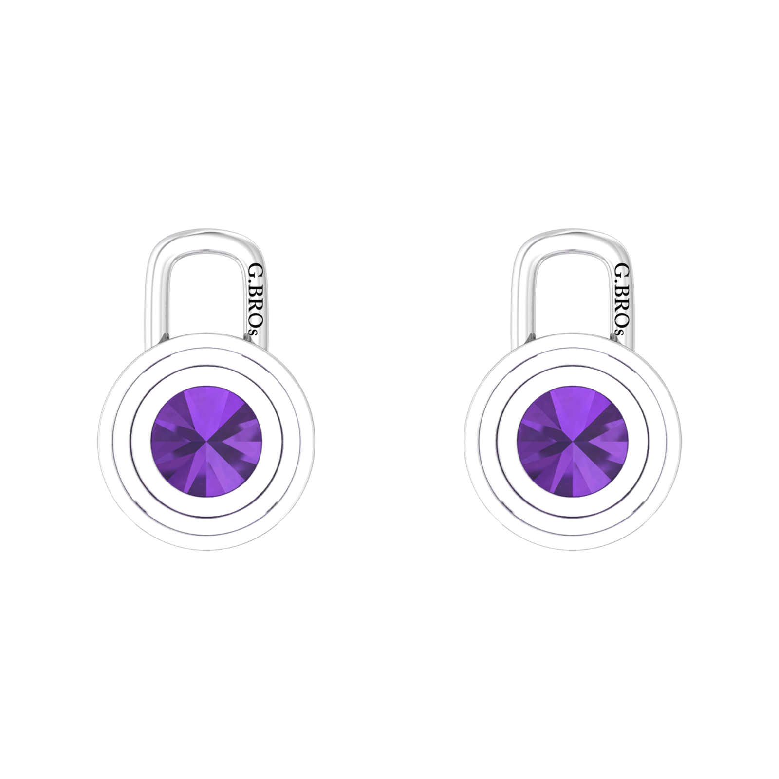 Nova diamond set earring attachments set with a round Amethyst Gardiner Brothers