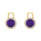 Nova diamond set earring attachments set with a round Amethyst Gardiner Brothers Yellow Gold
