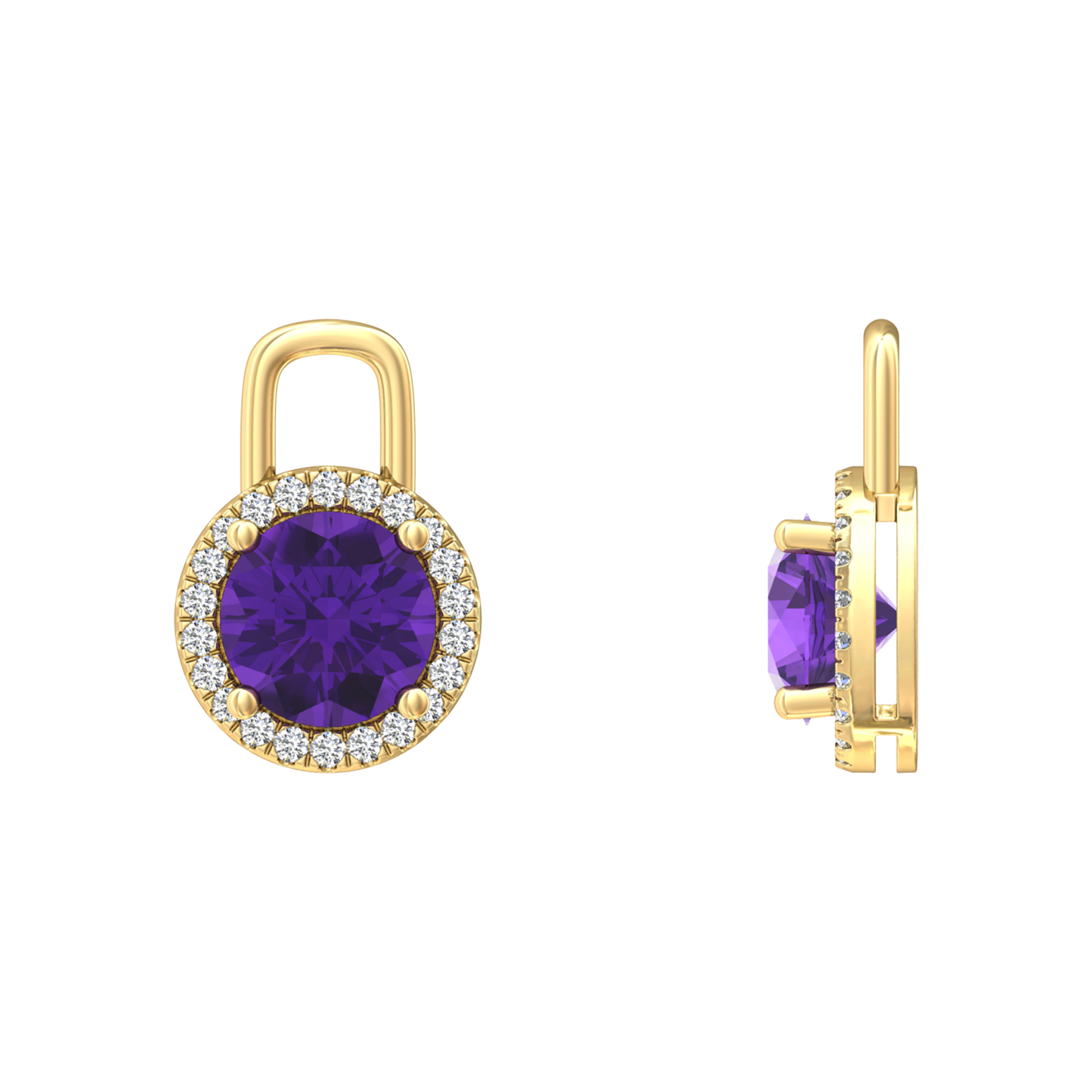 Nova diamond set earring attachments set with a round Amethyst Gardiner Brothers