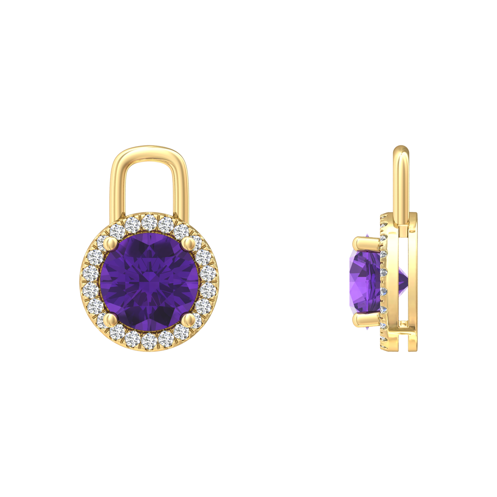 Nova diamond set earring attachments set with a round Amethyst Gardiner Brothers