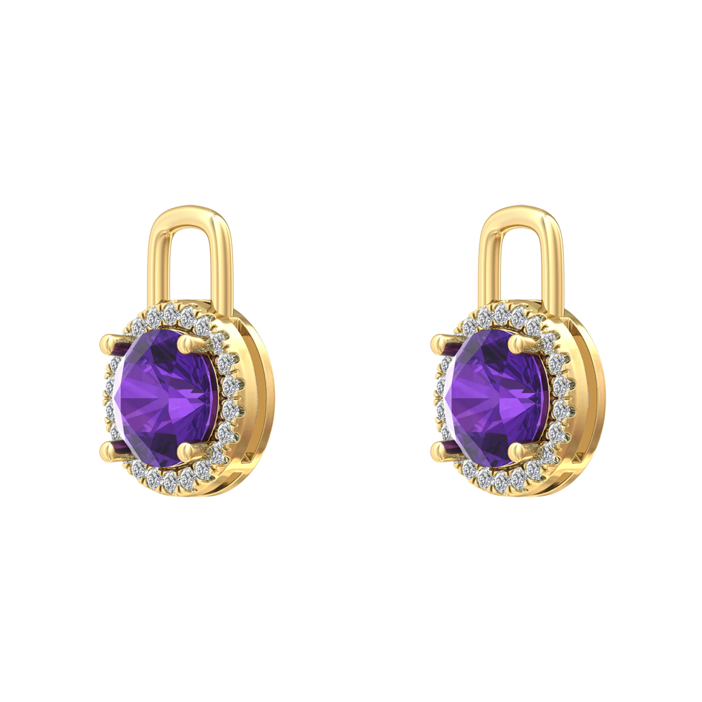 Nova diamond set earring attachments set with a round Amethyst Gardiner Brothers