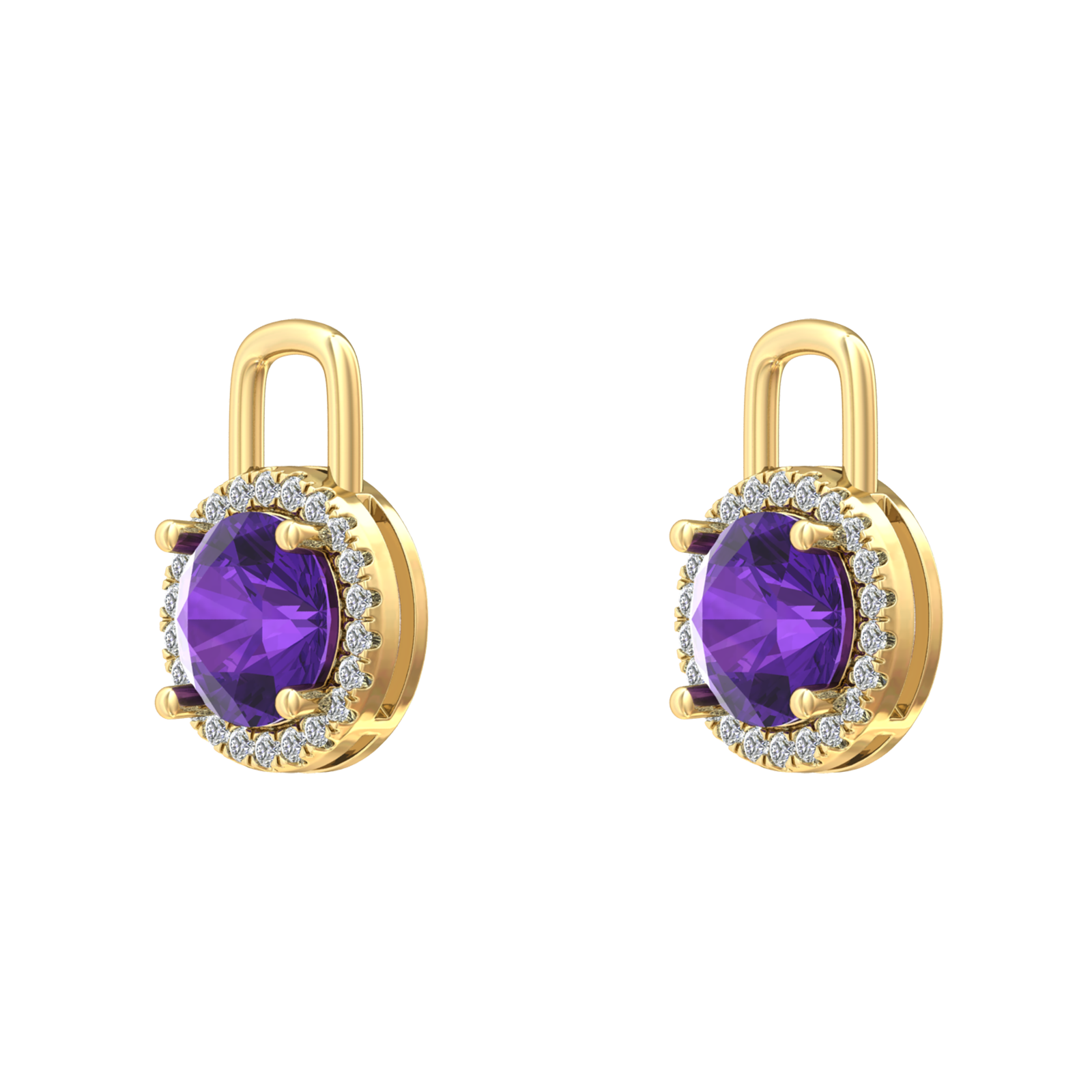 Nova diamond set earring attachments set with a round Amethyst Gardiner Brothers