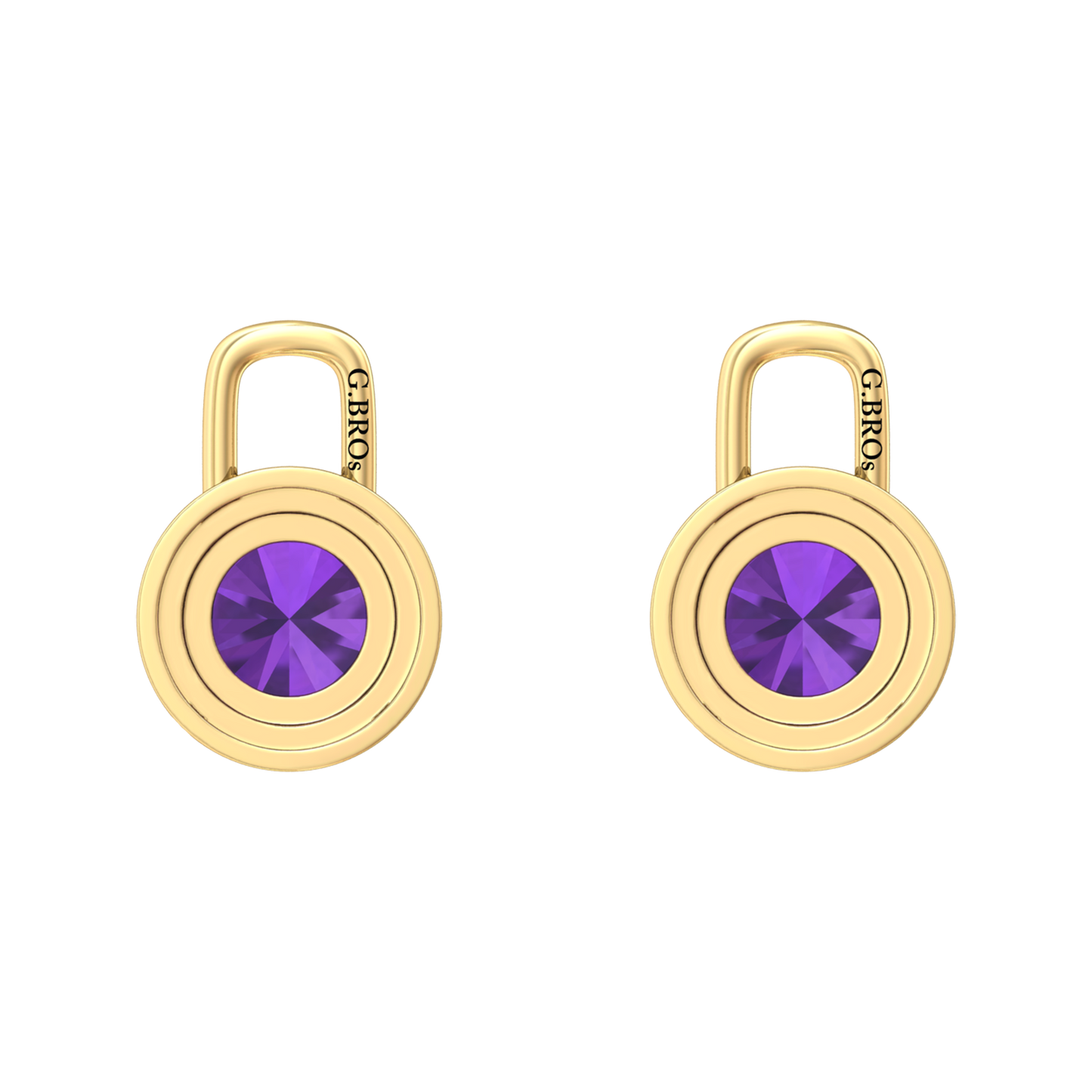 Nova diamond set earring attachments set with a round Amethyst Gardiner Brothers