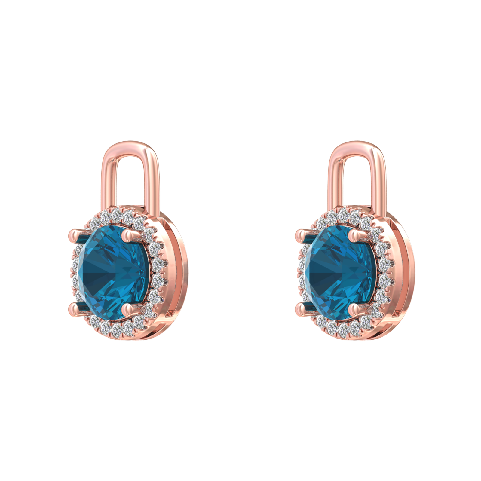 Nova diamond set earrings attachments set with a round London Blue Topaz Gardiner Brothers