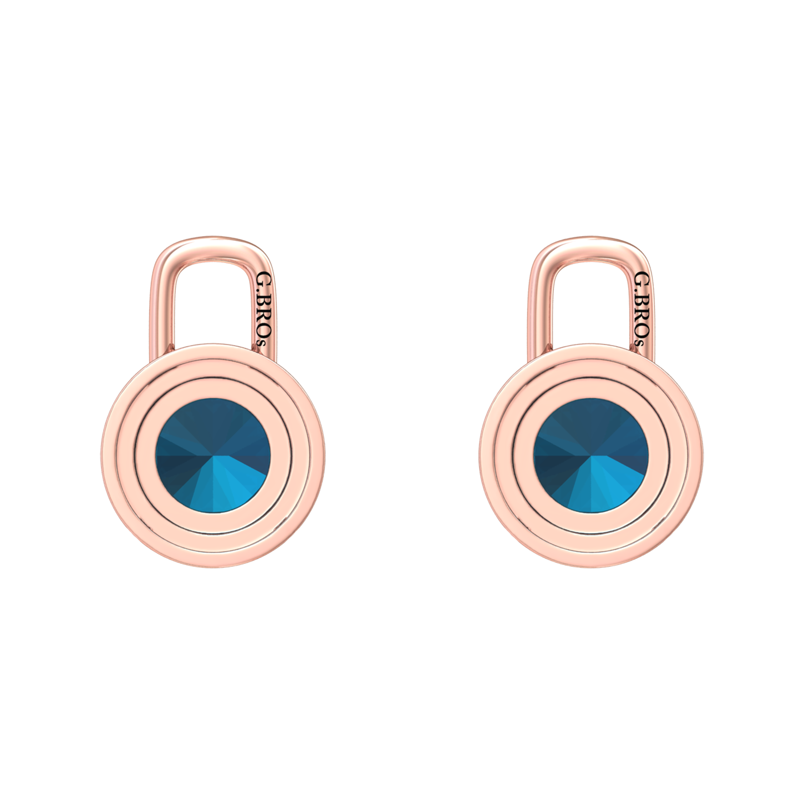 Nova diamond set earrings attachments set with a round London Blue Topaz Gardiner Brothers