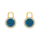 Nova diamond set earrings attachments set with a round London Blue Topaz Gardiner Brothers Yellow Gold