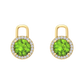 Nova diamond set earrings attachments set with a round Peridot Gardiner Brothers Yellow Gold