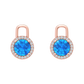 Nova diamond set earrings attachments set with a round Swiss Blue Topaz Gardiner Brothers Rose Gold