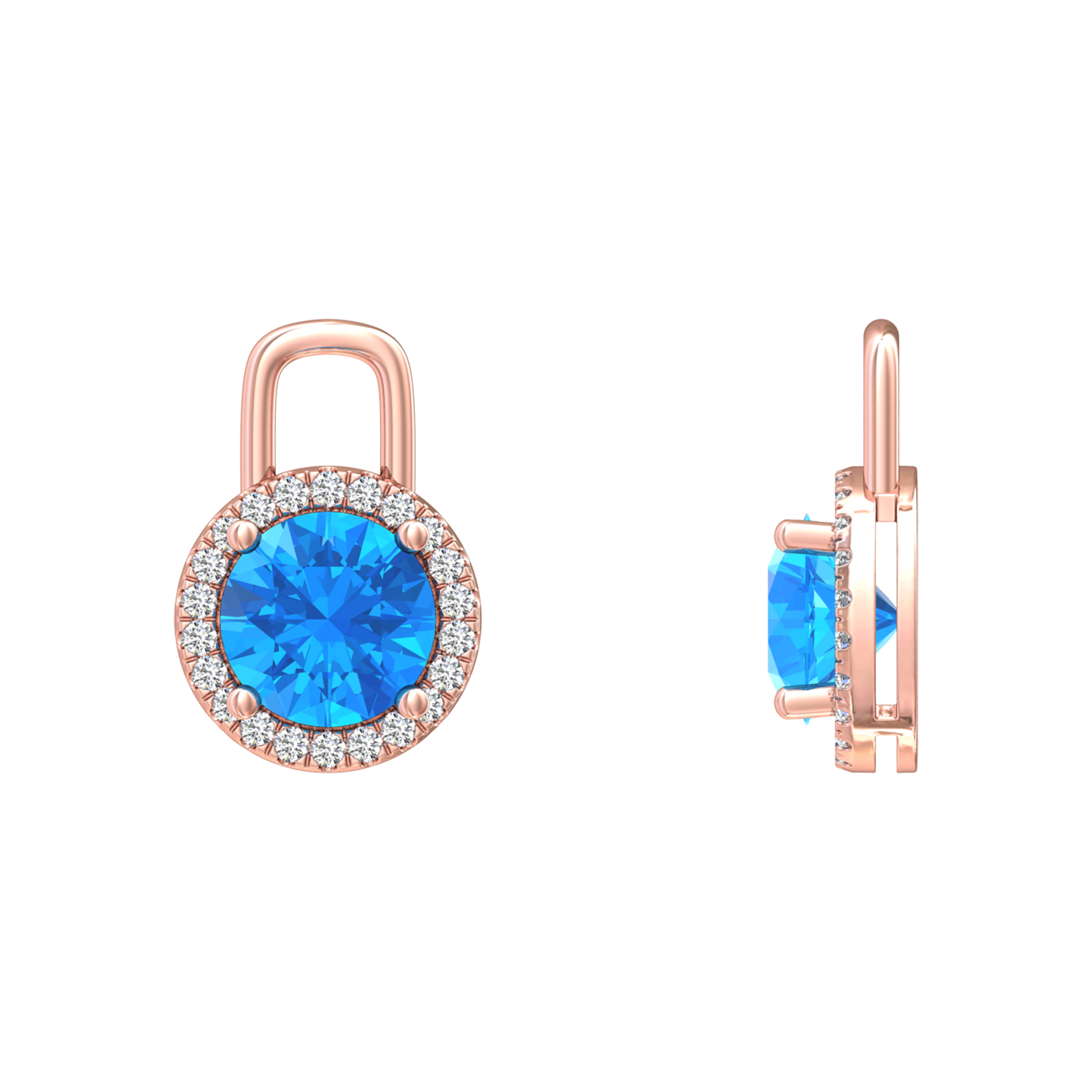 Nova diamond set earrings attachments set with a round Swiss Blue Topaz Gardiner Brothers