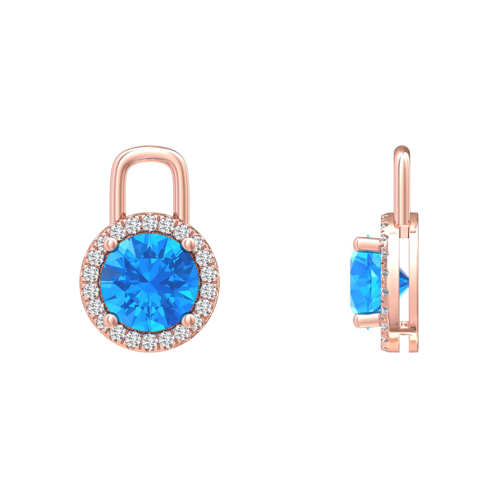Nova diamond set earrings attachments set with a round Swiss Blue Topaz Gardiner Brothers