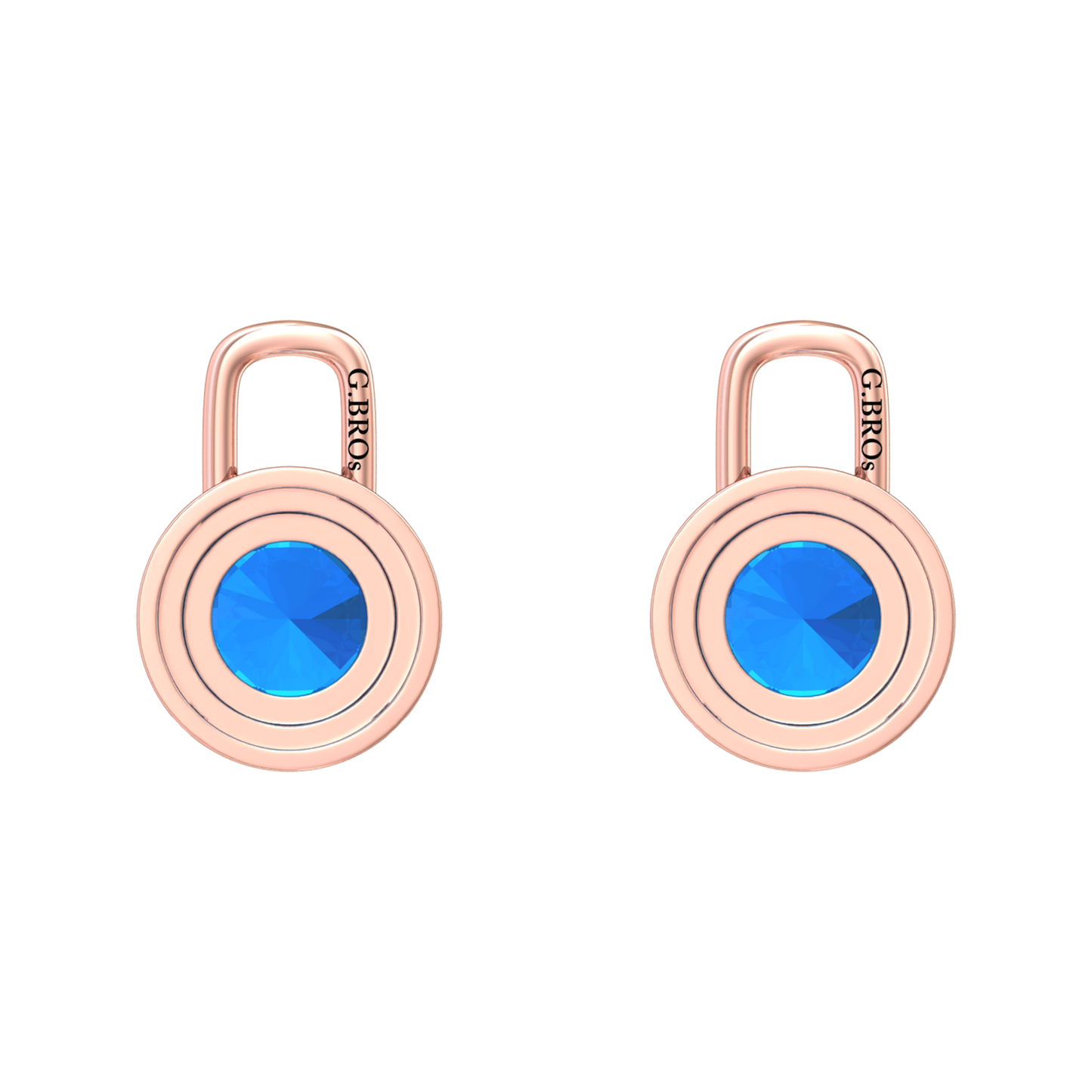 Nova diamond set earrings attachments set with a round Swiss Blue Topaz Gardiner Brothers