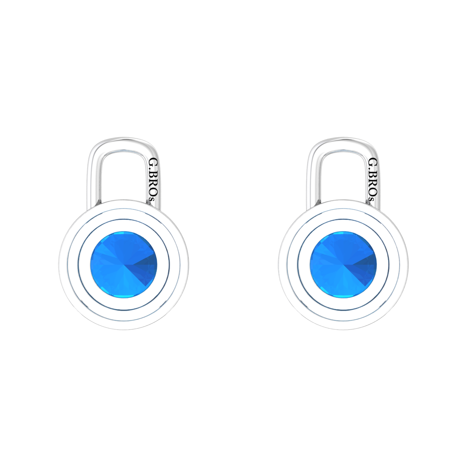 Nova diamond set earrings attachments set with a round Swiss Blue Topaz Gardiner Brothers