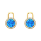 Nova diamond set earrings attachments set with a round Swiss Blue Topaz Gardiner Brothers Yellow Gold