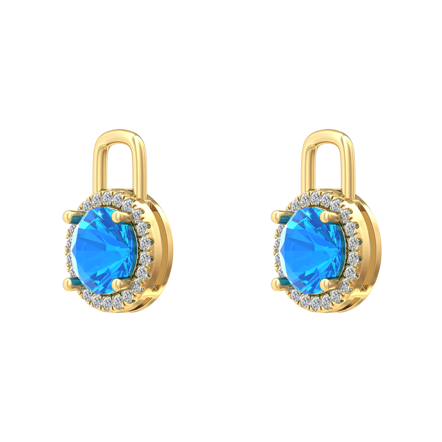 Nova diamond set earrings attachments set with a round Swiss Blue Topaz Gardiner Brothers