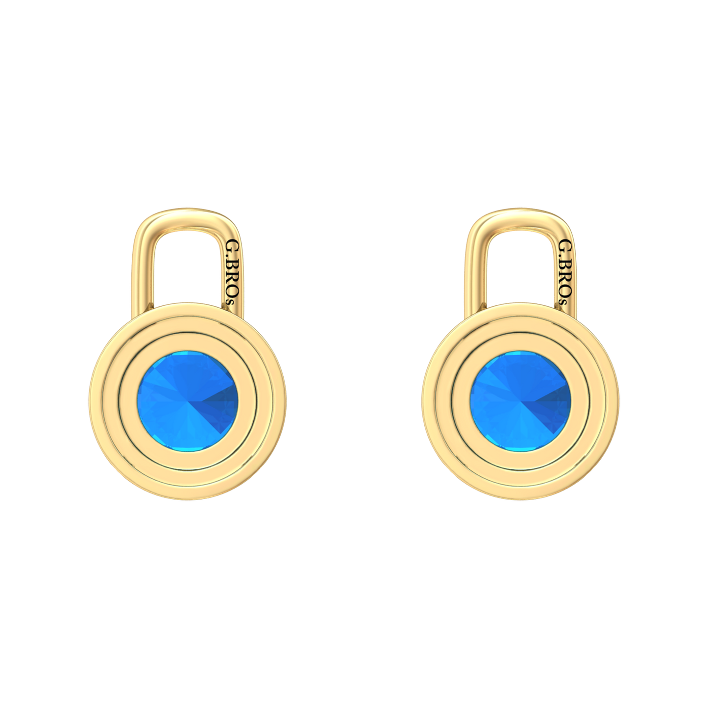 Nova diamond set earrings attachments set with a round Swiss Blue Topaz Gardiner Brothers