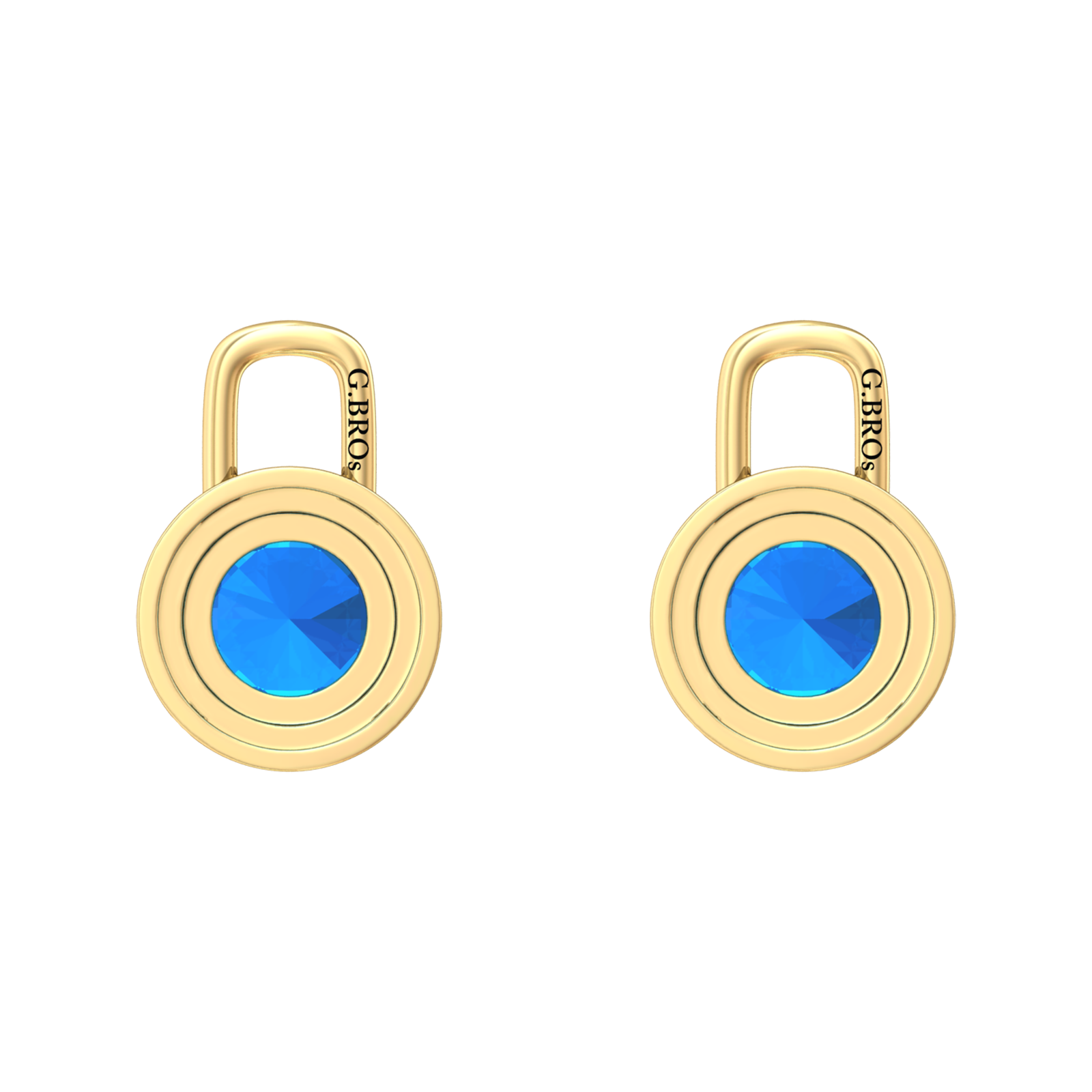 Nova diamond set earrings attachments set with a round Swiss Blue Topaz Gardiner Brothers