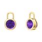 Nova earring attachments in a plain bezel setting with round Amethyst Gardiner Brothers Yellow Gold