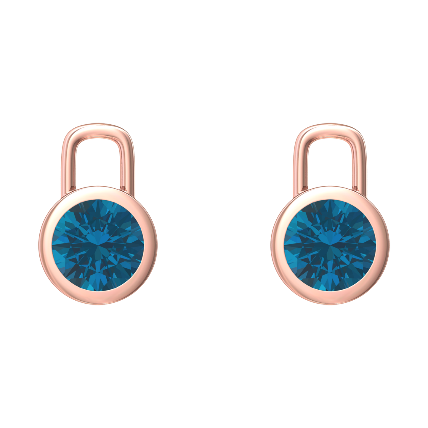 Nova earring attachments in a plain bezel setting with round London Blue Topaz Gardiner Brothers