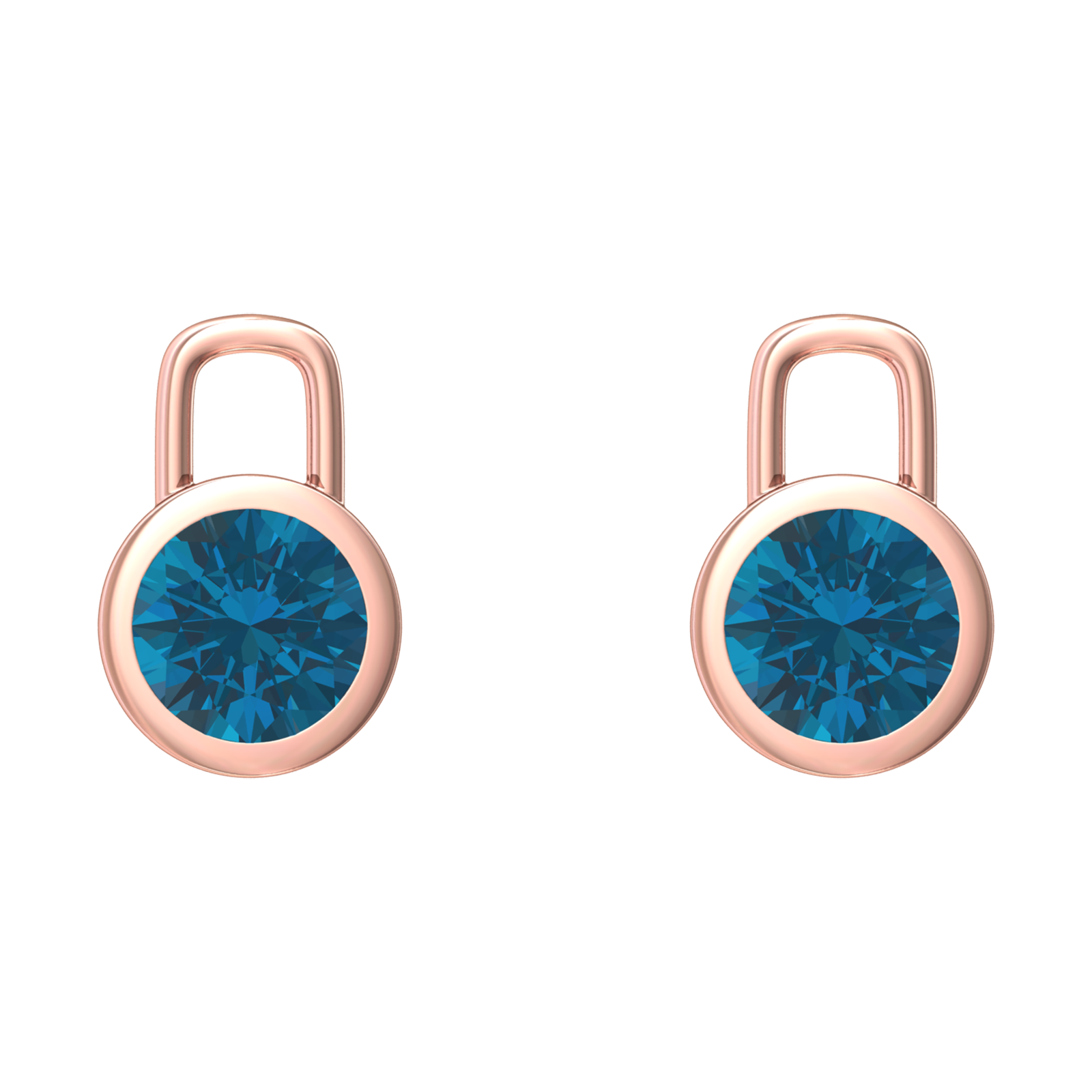 Nova earring attachments in a plain bezel setting with round London Blue Topaz Gardiner Brothers