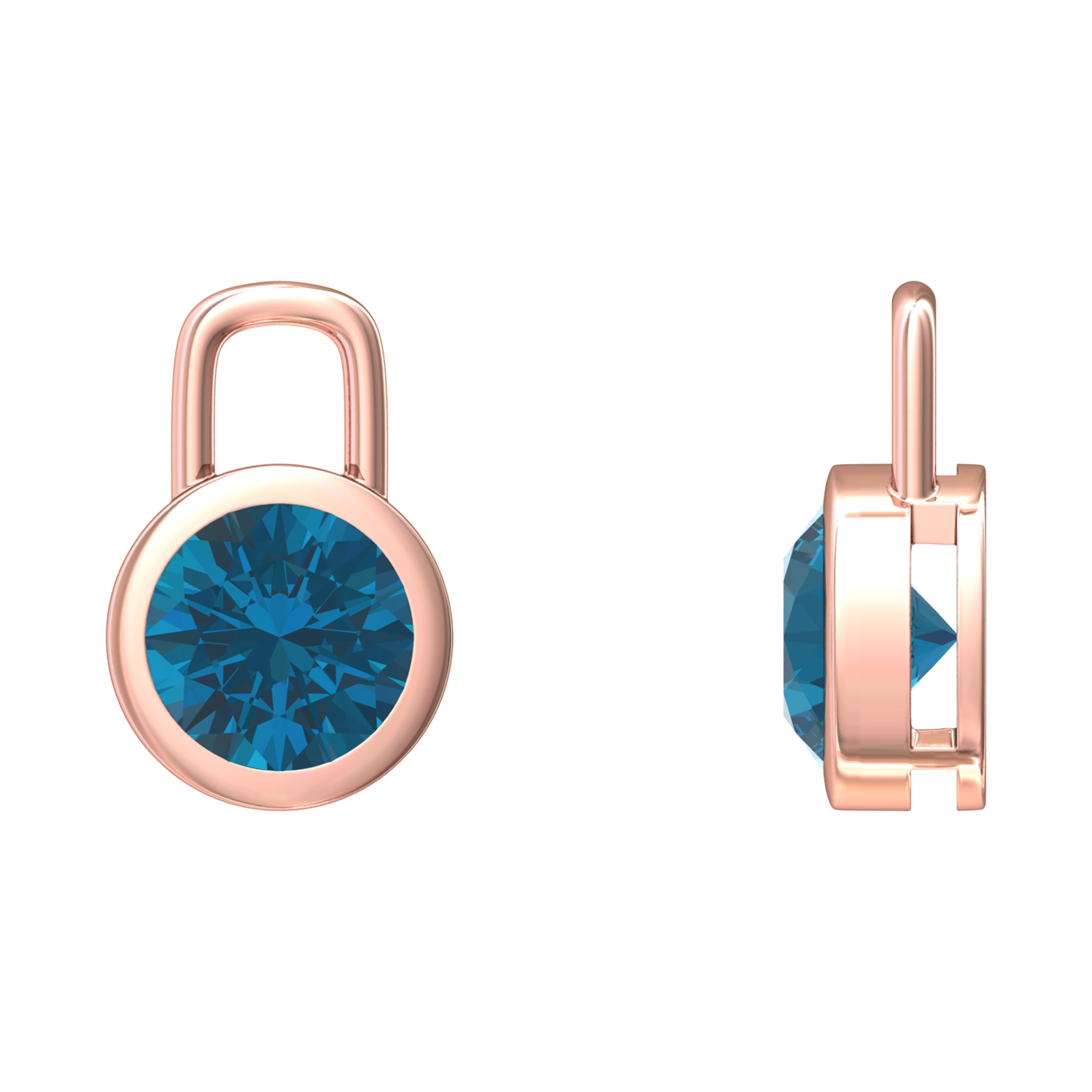 Nova earring attachments in a plain bezel setting with round London Blue Topaz Gardiner Brothers