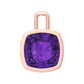 Nova pendant attachment in a plain bezel setting with cushion shaped Amethyst Gardiner Brothers Rose Gold