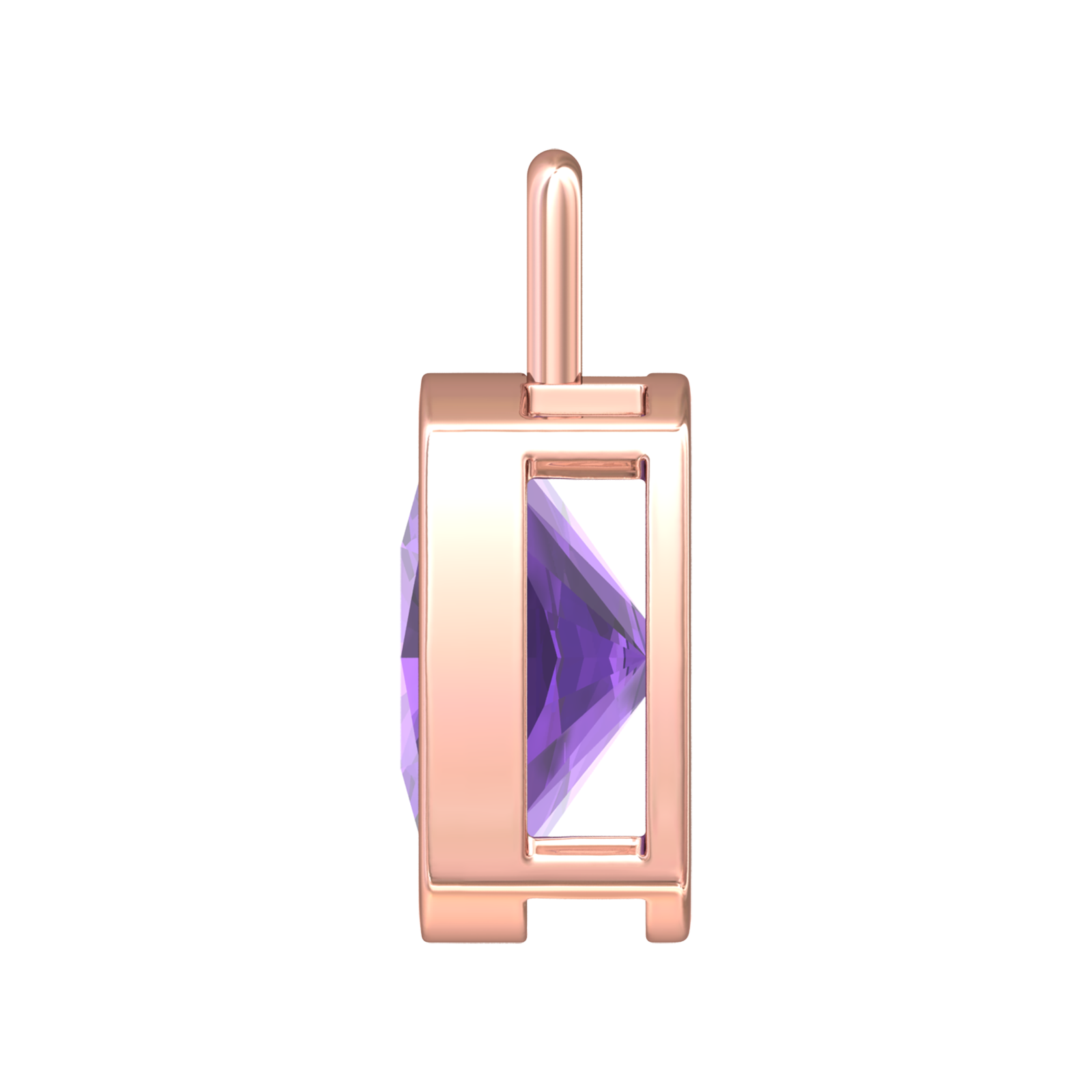 Nova pendant attachment in a plain bezel setting with cushion shaped Amethyst Gardiner Brothers