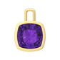 Nova pendant attachment in a plain bezel setting with cushion shaped Amethyst Gardiner Brothers Yellow Gold
