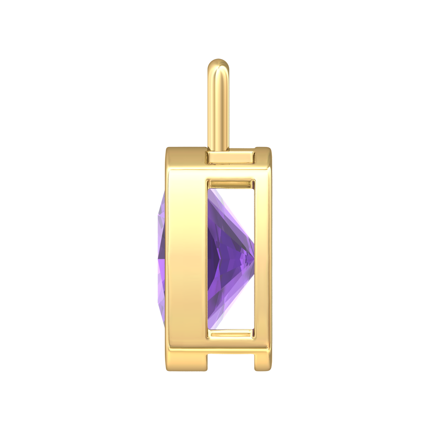 Nova pendant attachment in a plain bezel setting with cushion shaped Amethyst Gardiner Brothers