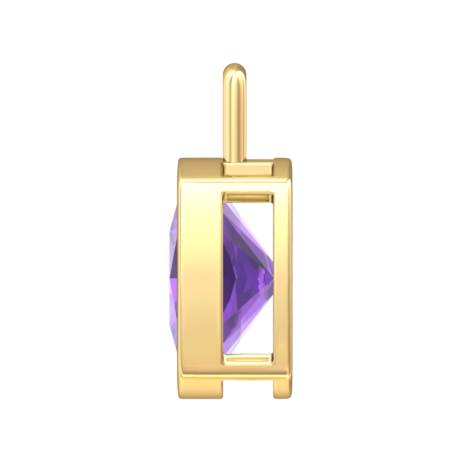 Nova pendant attachment in a plain bezel setting with cushion shaped Amethyst Gardiner Brothers