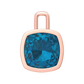 Nova pendant attachment in a plain bezel setting with cushion shaped London Blue Topaz Gardiner Brothers Rose Gold