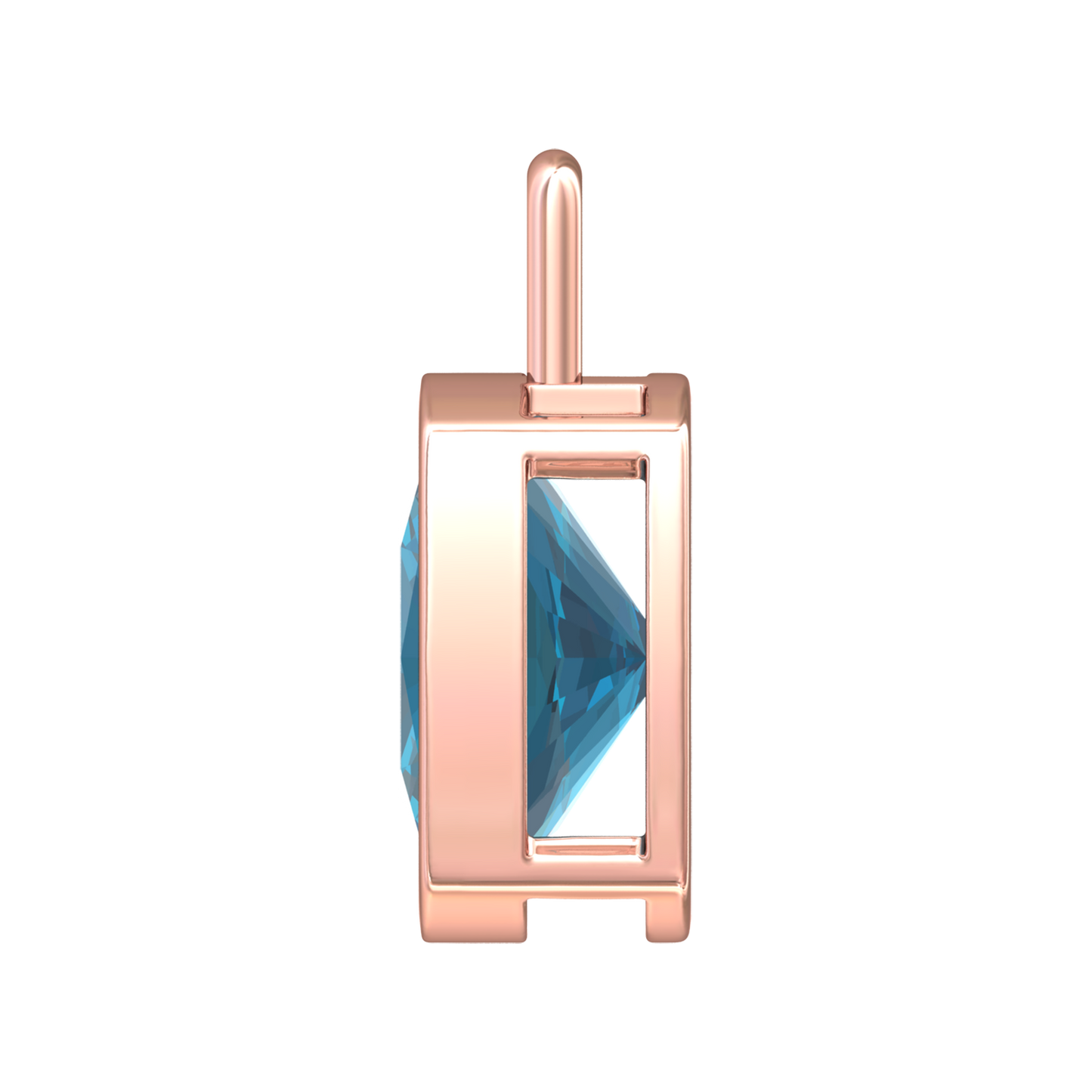 Nova pendant attachment in a plain bezel setting with cushion shaped London Blue Topaz Gardiner Brothers