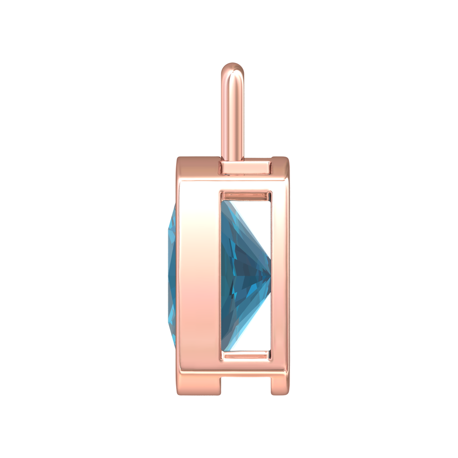 Nova pendant attachment in a plain bezel setting with cushion shaped London Blue Topaz Gardiner Brothers