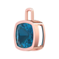 Nova pendant attachment in a plain bezel setting with cushion shaped London Blue Topaz Gardiner Brothers