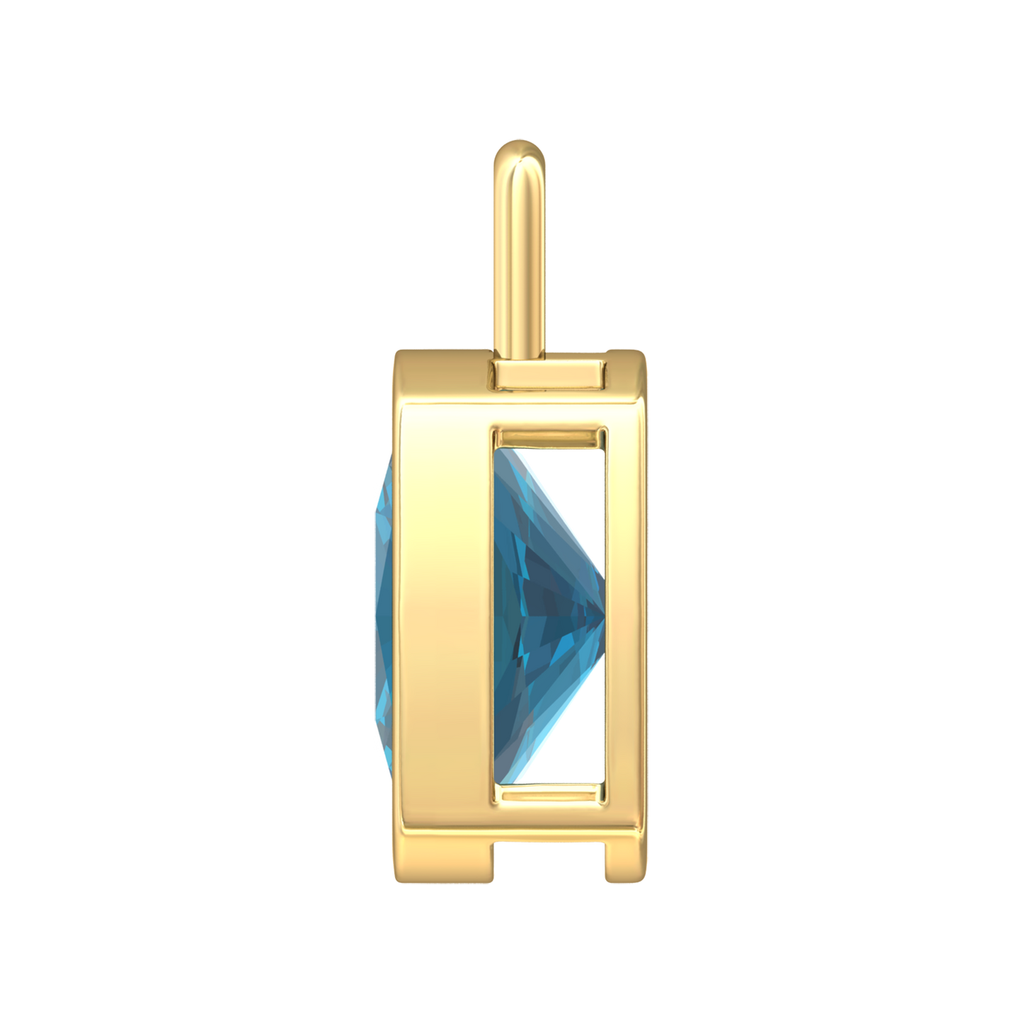 Nova pendant attachment in a plain bezel setting with cushion shaped London Blue Topaz Gardiner Brothers