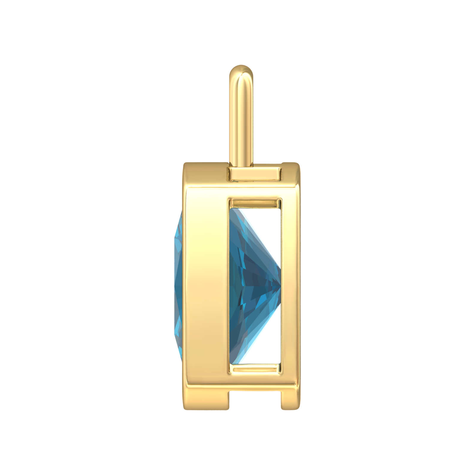 Nova pendant attachment in a plain bezel setting with cushion shaped London Blue Topaz Gardiner Brothers