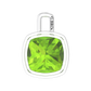 Nova pendant attachment in a plain bezel setting with cushion shaped Peridot Gardiner Brothers