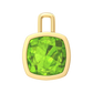 Nova pendant attachment in a plain bezel setting with cushion shaped Peridot Gardiner Brothers Yellow Gold