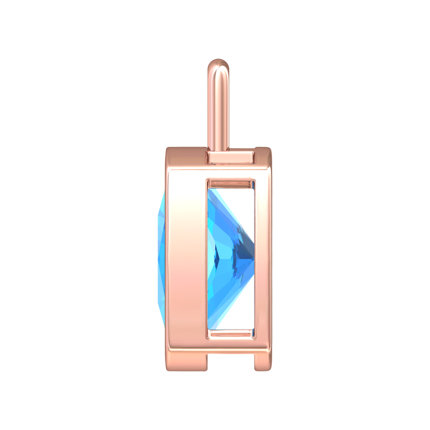 Nova pendant attachment in a plain bezel setting with cushion shaped Swiss Blue Topaz Gardiner Brothers