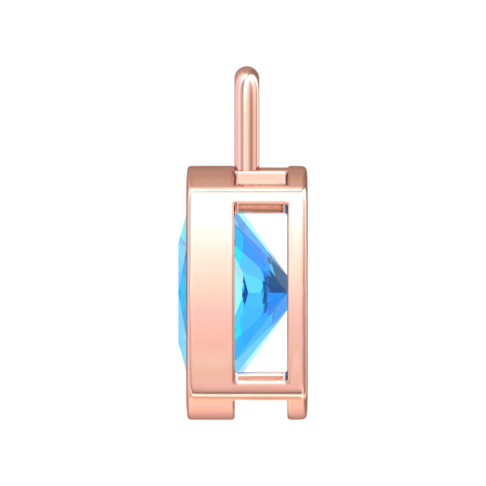 Nova pendant attachment in a plain bezel setting with cushion shaped Swiss Blue Topaz Gardiner Brothers