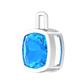 Nova pendant attachment in a plain bezel setting with cushion shaped Swiss Blue Topaz Gardiner Brothers