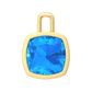 Nova pendant attachment in a plain bezel setting with cushion shaped Swiss Blue Topaz Gardiner Brothers Yellow Gold