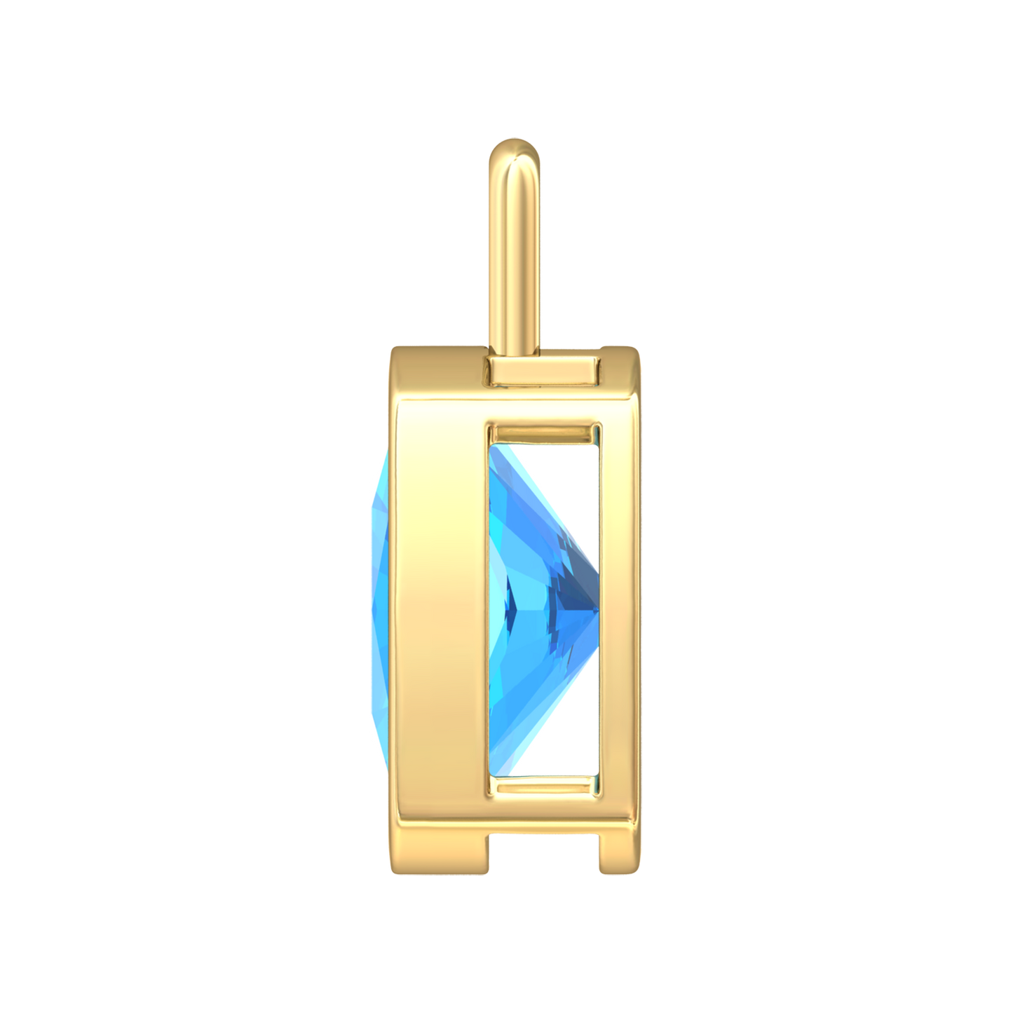 Nova pendant attachment in a plain bezel setting with cushion shaped Swiss Blue Topaz Gardiner Brothers