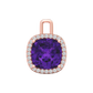 Nova diamond set pendant attachment set with a cushion shaped Amethyst Gardiner Brothers Rose Gold